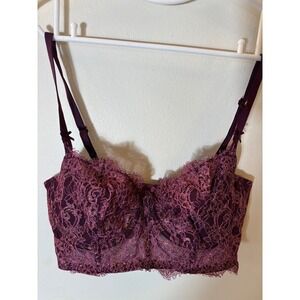 Victoria's Secret Dream Angels Burgundy Lace Longline Push Up Bra 36D